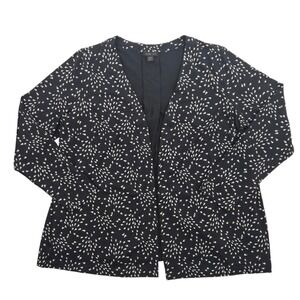 J. Jill Wearever Black White Abstract Print Open Front Cardigan Pleat Back 1X